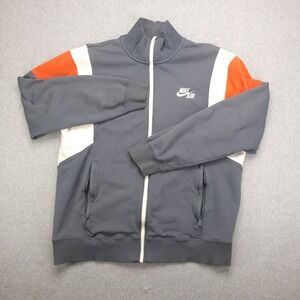 Y2K Nike Air Track Jacket Full Zip Red Tag Mens XL Gray White Orange Athletic‎